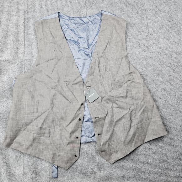 Indochino Vest Mens 50 Gray Wool Suit Waistcoat Lined Formal Career Staple Check - Picture 1 of 8